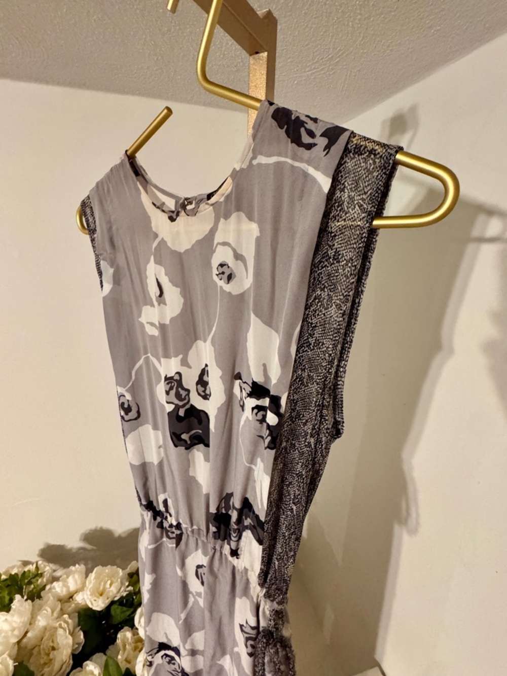 Winter Kate Gray and Black Floral Maxi Dress - Picture 3 of 12